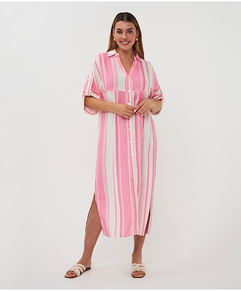 28215 | Jurk striped linen